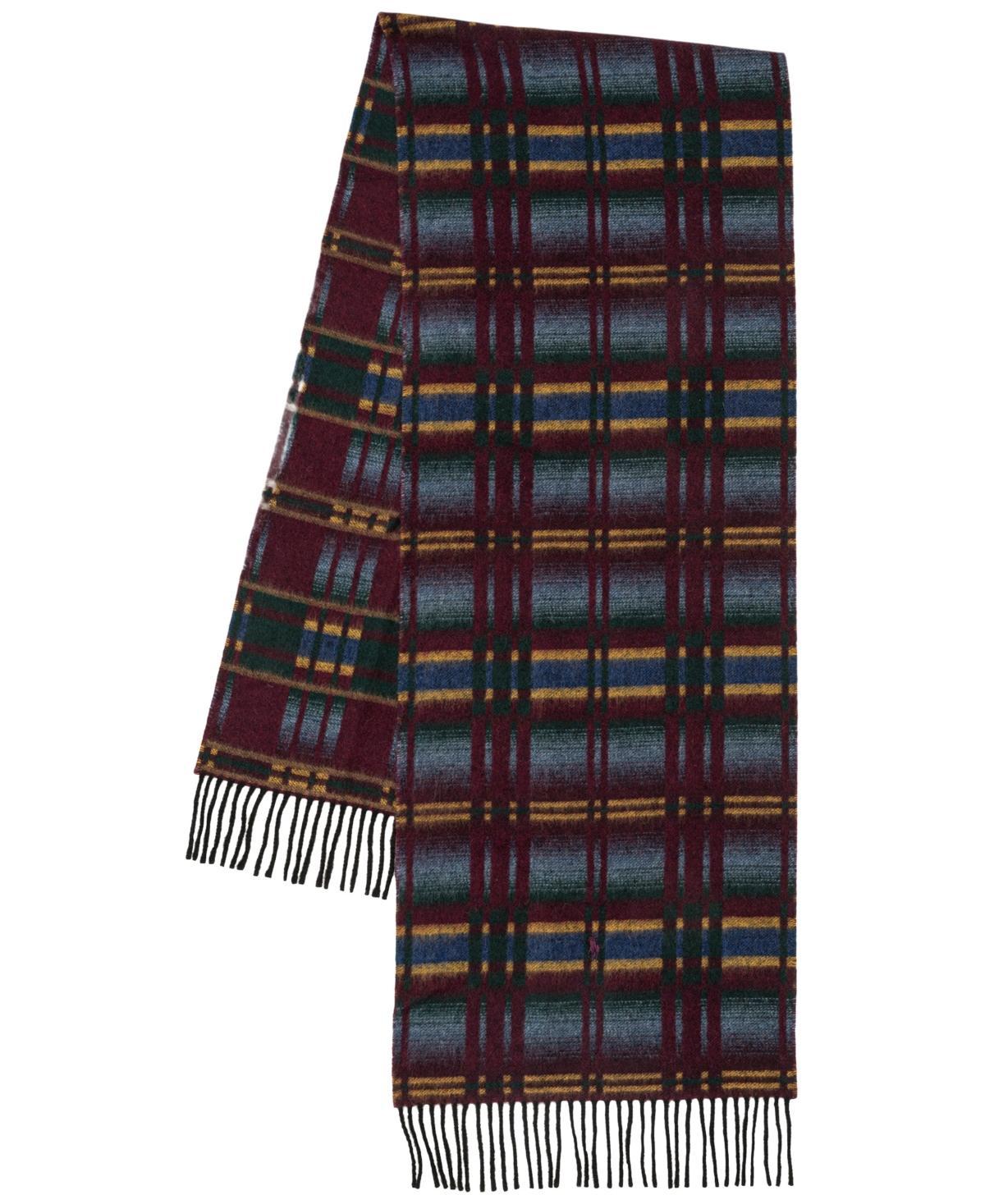 POLO RALPH LAUREN Men's Jacquard Plaid Scarf In Wine Multi Product Image