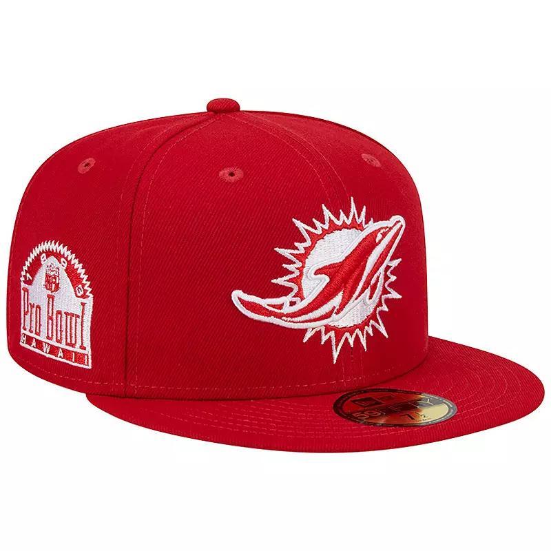 Mens New Era Scarlet Miami Dolphins 1993 Hawaii Pro Bowl Main Patch 59FIFTY Fitted Hat Product Image