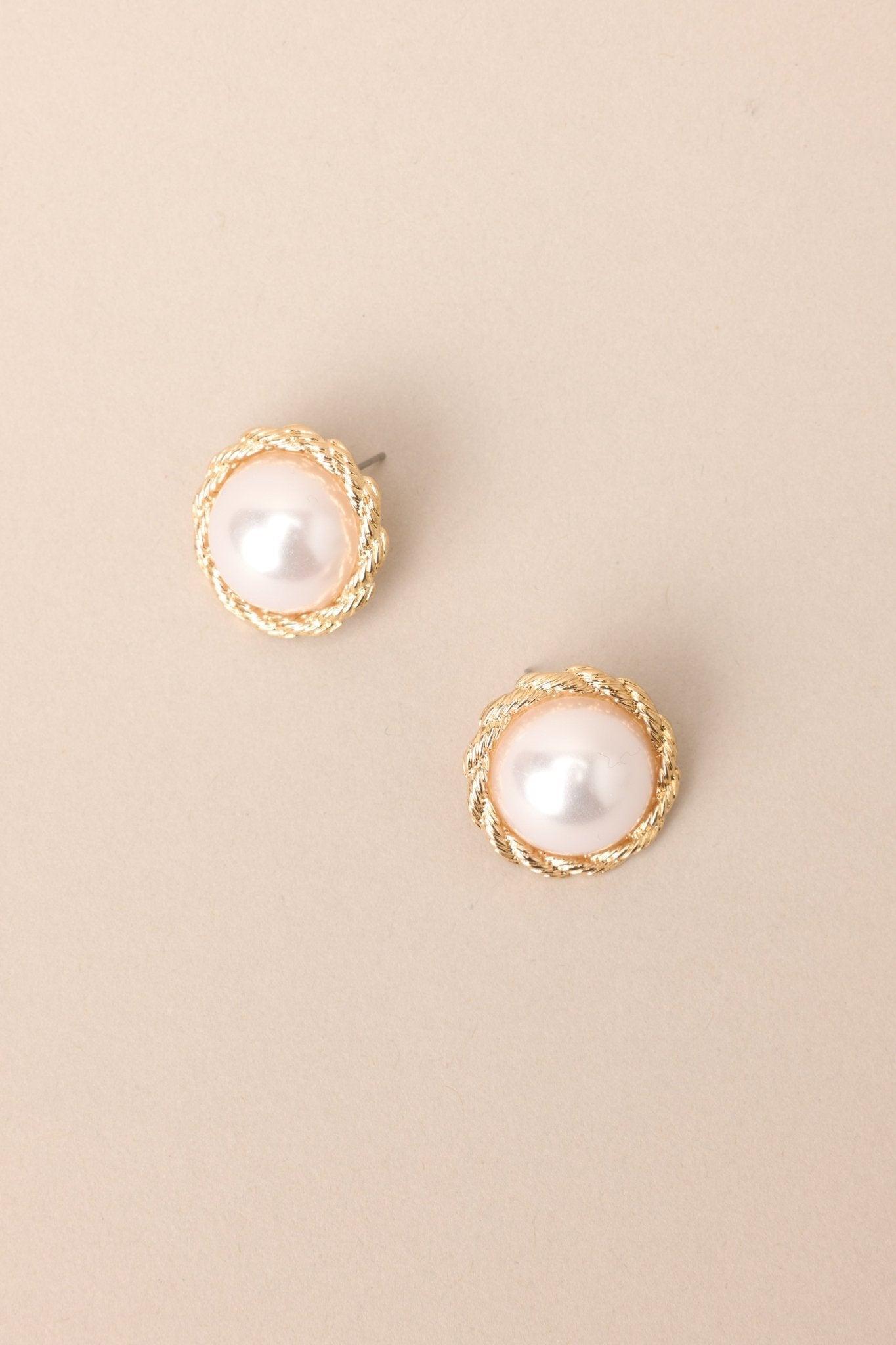 Peaceful Mind Gold and Pearl Stud Earrings Product Image