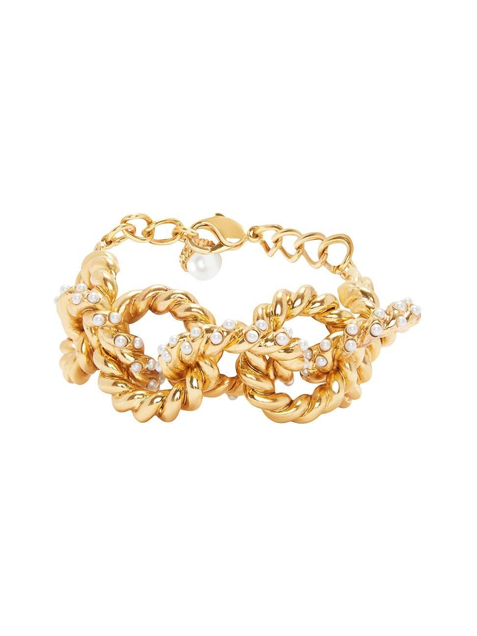 Womens Goldtone & Imitation Pearl Rope Chain Bracelet Product Image