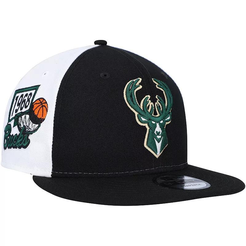 Mens New Era Black Milwaukee Bucks Pop Panels 9FIFTY Snapback Hat Product Image