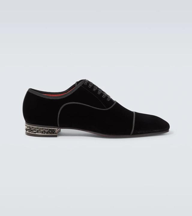 CHRISTIAN LOUBOUTIN Greggyrocks Velvet Oxford Shoes In Blackl In Loubi Product Image