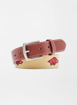 Peter Millar Mens University of Arkansas Belt | Color: Khaki | Size: 40 Product Image