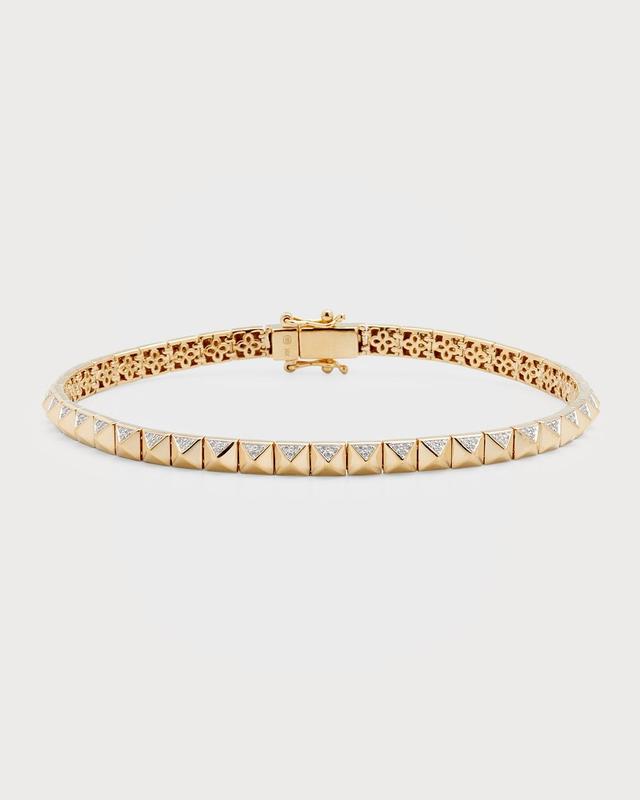 Mens 14K Yellow Gold Diamond Pyramid Link Bracelet Product Image