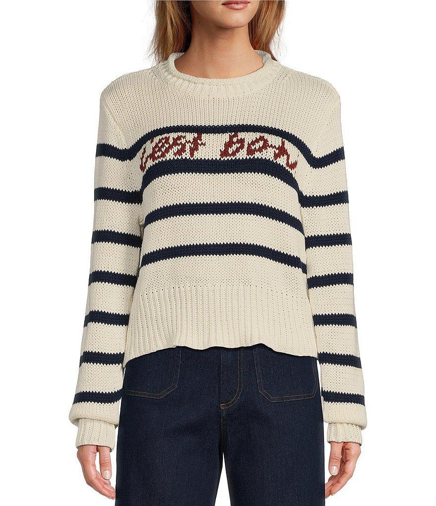 En Saison Helena Knit Stripe #double;C'est Bon#double; Crew Neck Long Sleeve Sweater Product Image