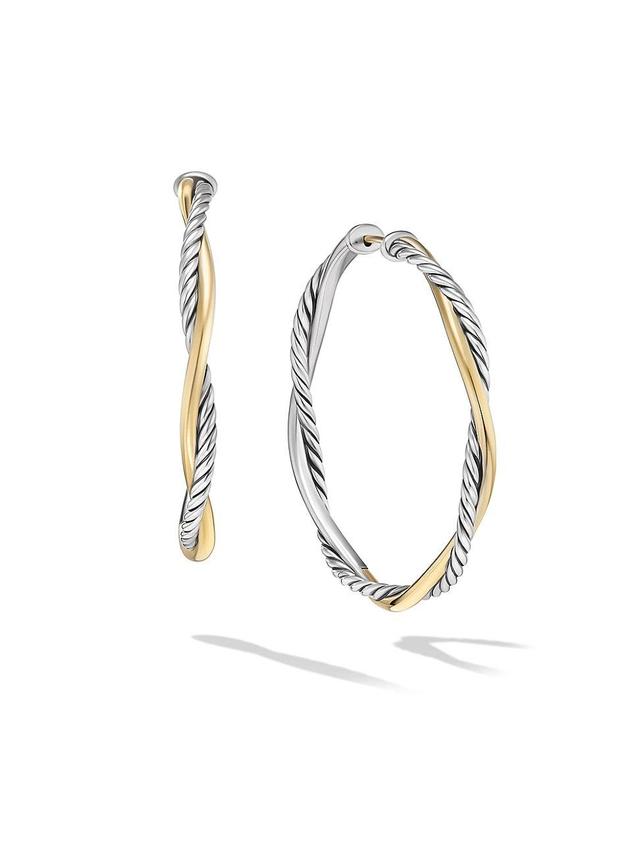 Womens Infinity Hoop Earrings in Sterling Silver with 14K Yellow Gold, 42MM Product Image