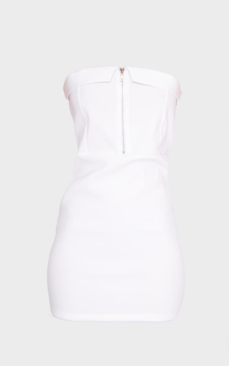 Cream Zip Front Utility Pocket Detail Bandeau Bodycon Dress Product Image