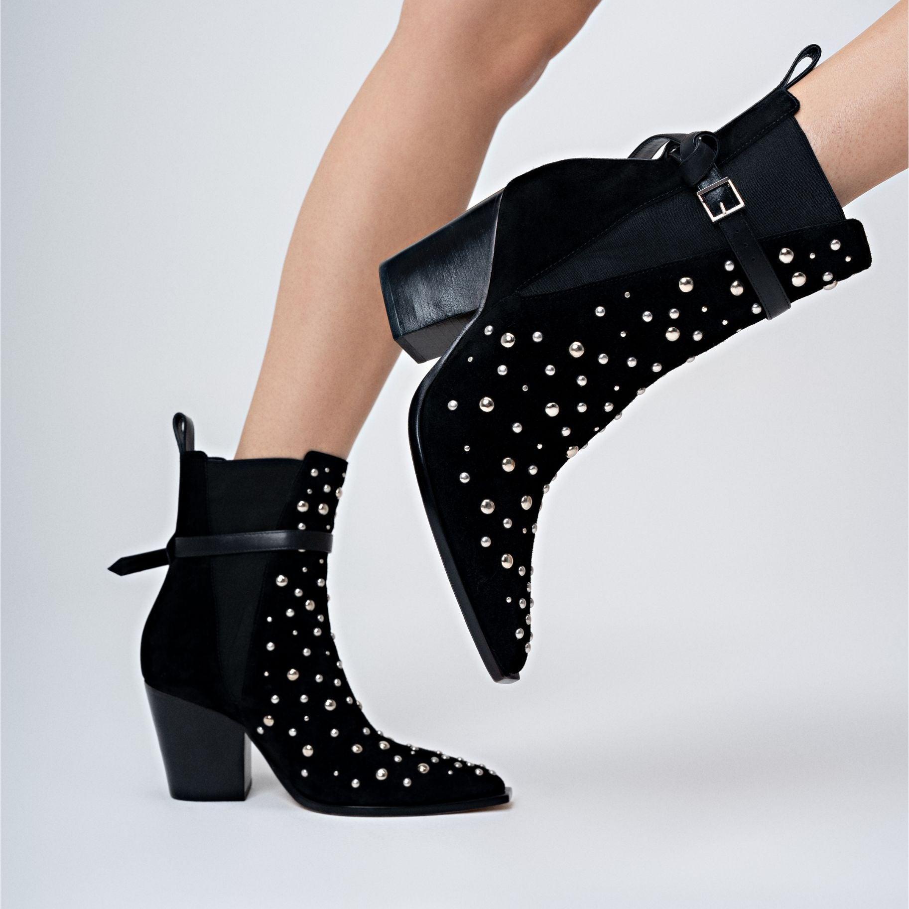 Womens Kelsey 90MM Studded Nubuck Booties Product Image