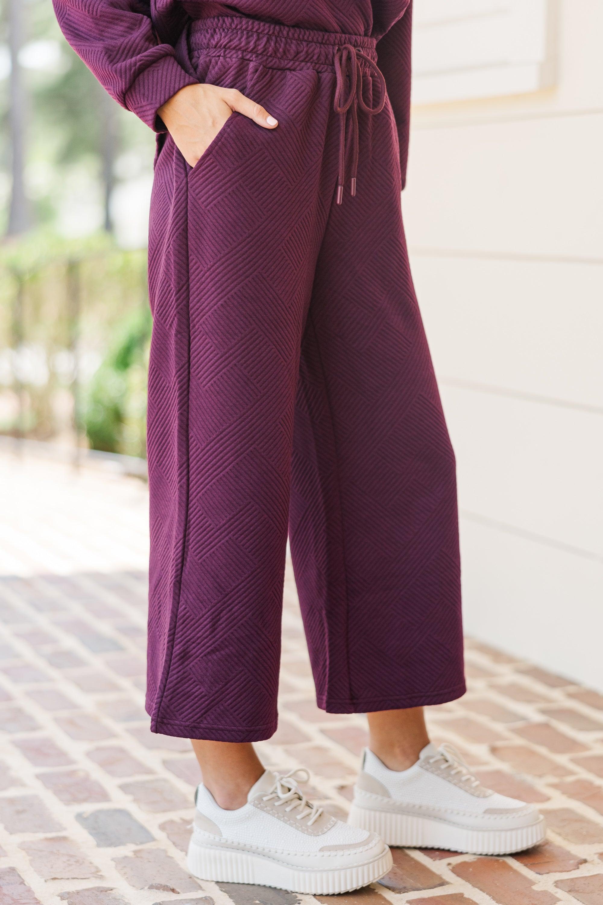 Make Your Day Mulberry Textured Pants Female Product Image