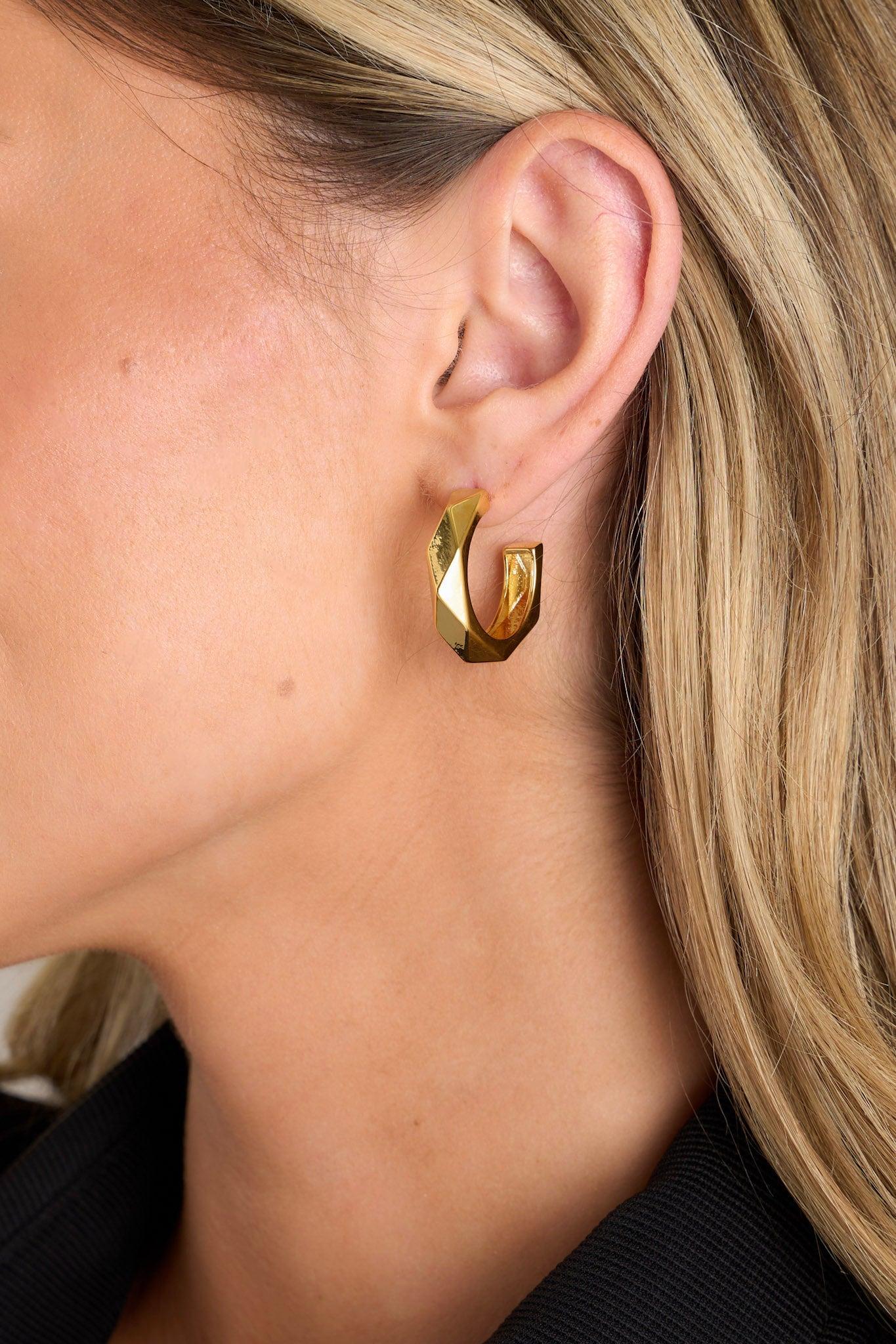 Lustrous Charm Gold Geometric Hoop Earrings Product Image