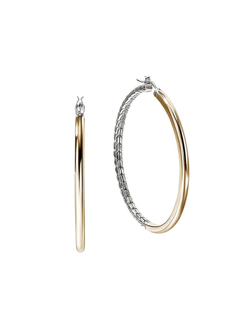 Womens JH Essentials 14K Yellow Gold & Sterling Silver Hoop Earrings Product Image