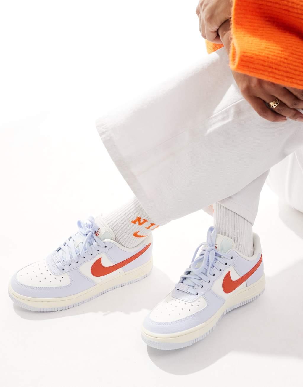 Nike Air Force 1 '07 sneakers in gray and orange Product Image