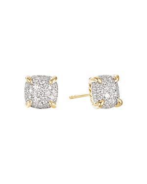 Womens Chatelaine Stud Earrings in 18K Yellow Gold with Pav Diamonds Product Image