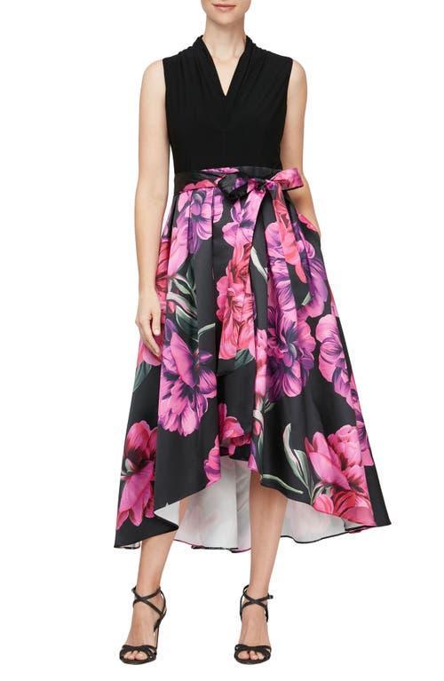 SL FASHIONS Floral High-Low Cocktail Dress Product Image