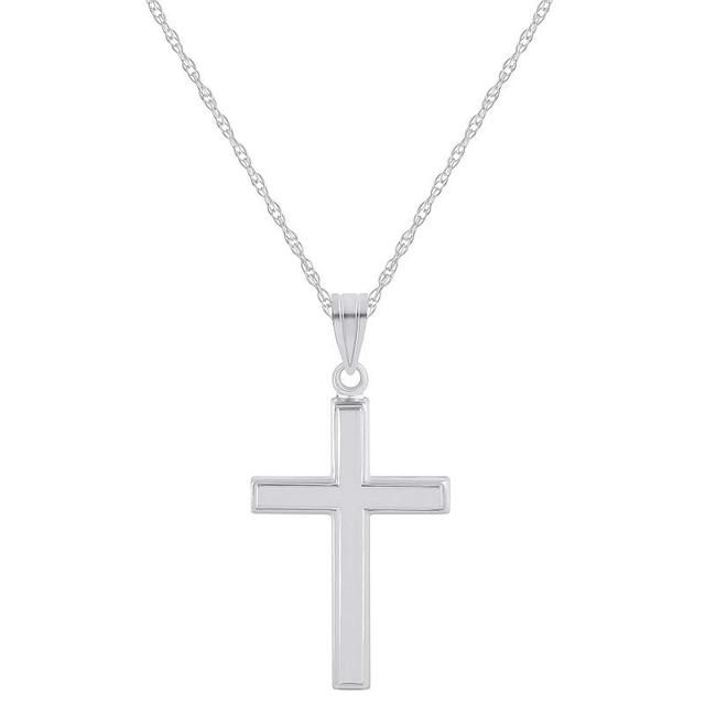 14k White Gold Cross Pendant Necklace, Womens Product Image