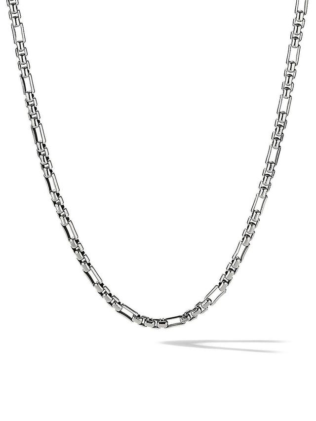 3mm Men's Open Station Box Chain Necklace in Silver Product Image