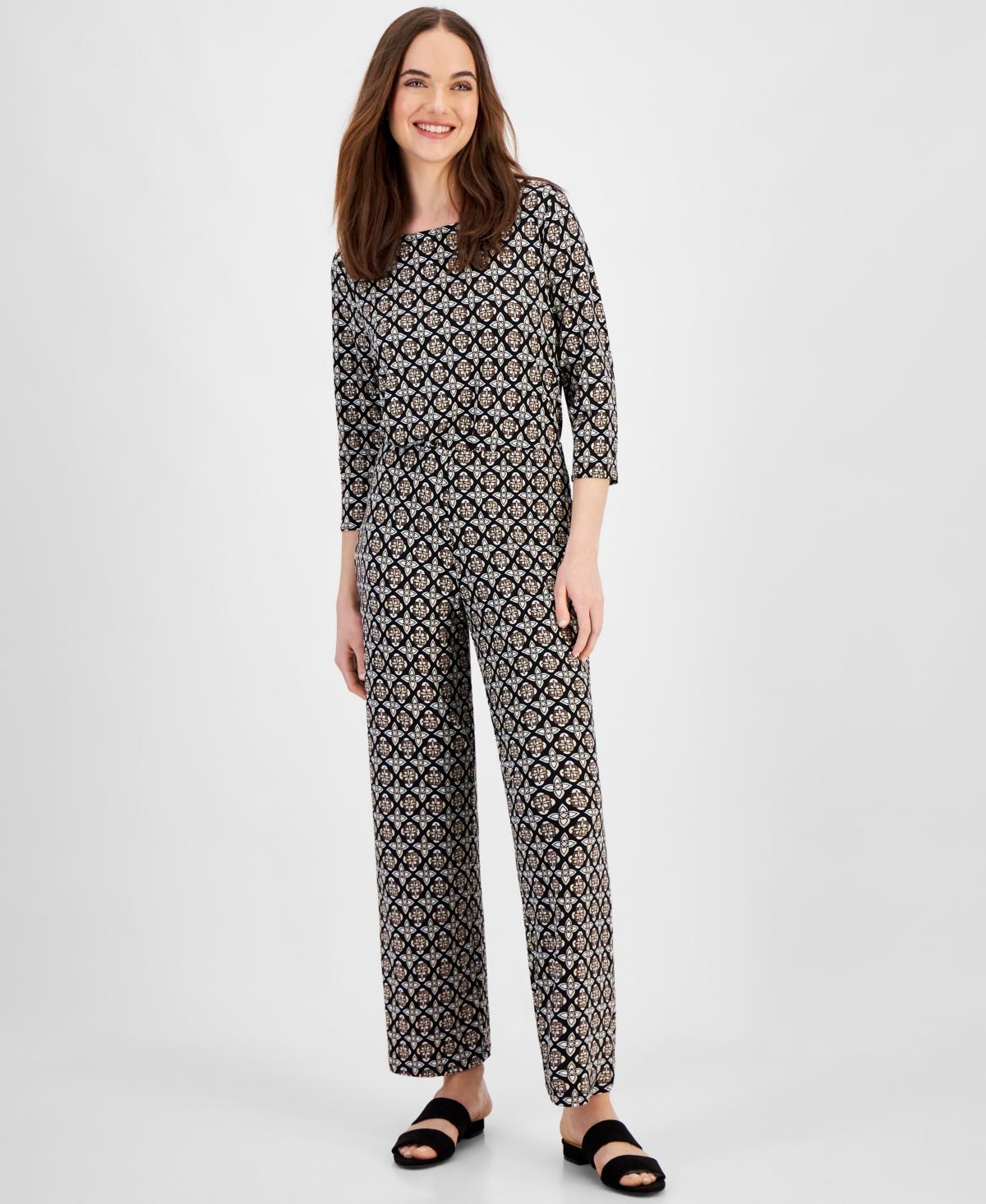 Jm Collection Womens Geo-Printed Wide-Leg Pants, Created for Macys Product Image