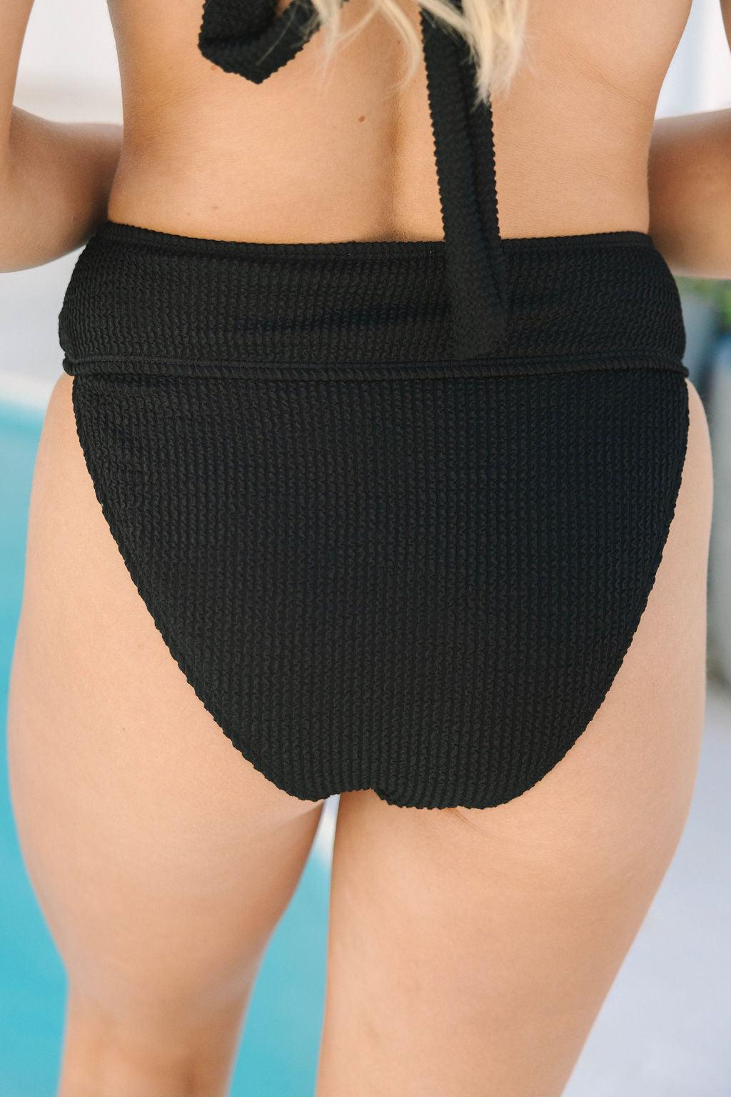 Coastal Kiss Black High Waisted Bikini Bottoms Product Image