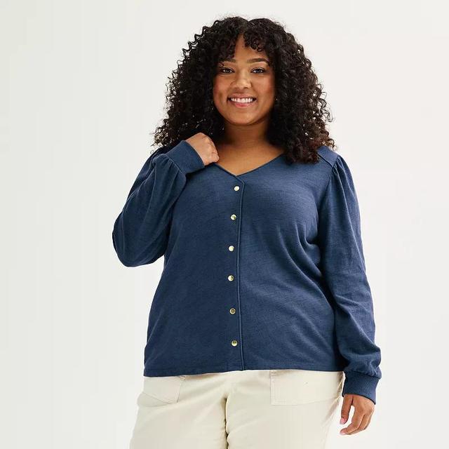 Plus Size Sonoma Goods For Life Femme Button-Front Top, Womens Product Image