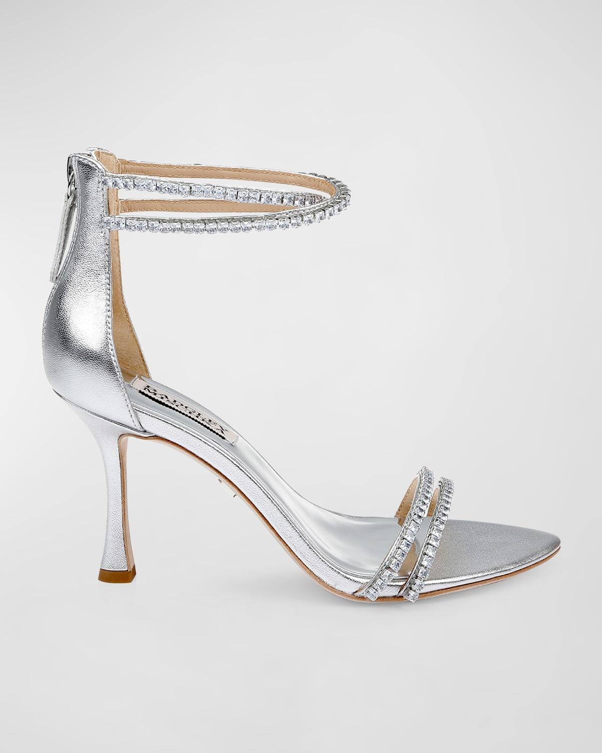 Logan Metallic Crystal Ankle-Cuff Sandals Product Image