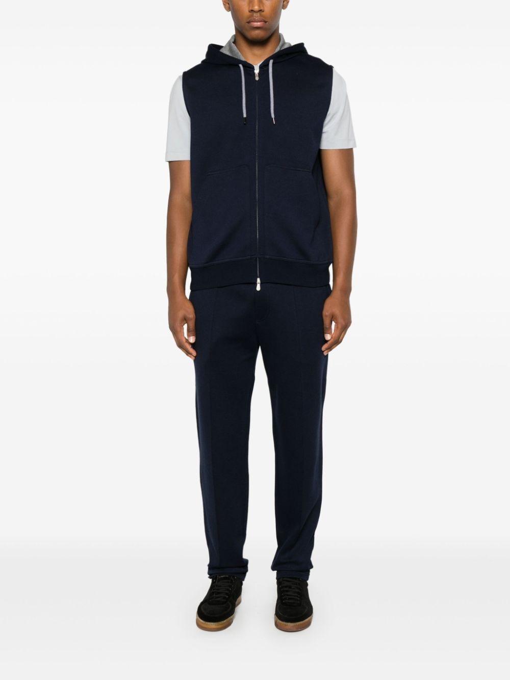 BRUNELLO CUCINELLI Sleeveless Hoodie In Blue Product Image