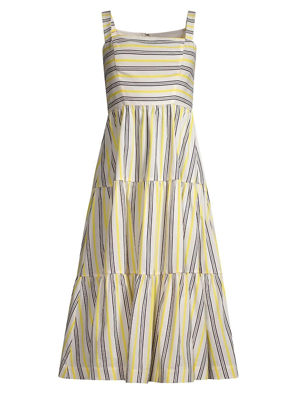 Womens Striped Cotton-Blend Midi-Dress Product Image