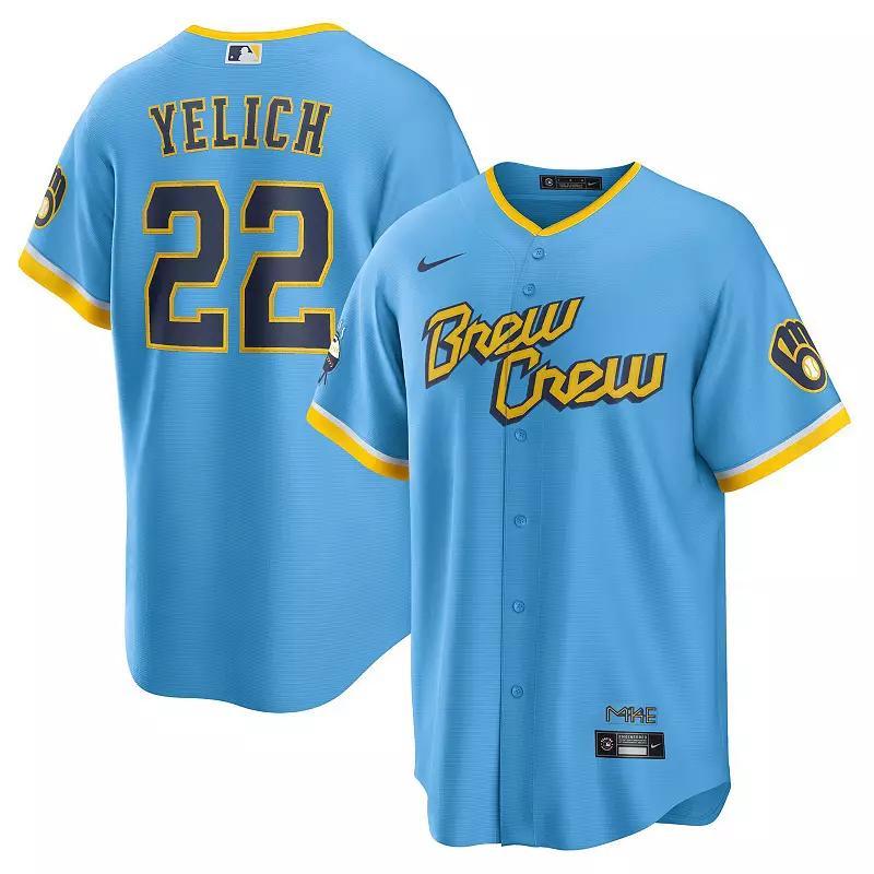 Mens Nike Christian Yelich Powder Blue Milwaukee Brewers 2022 City Connect Replica Player Jersey Product Image