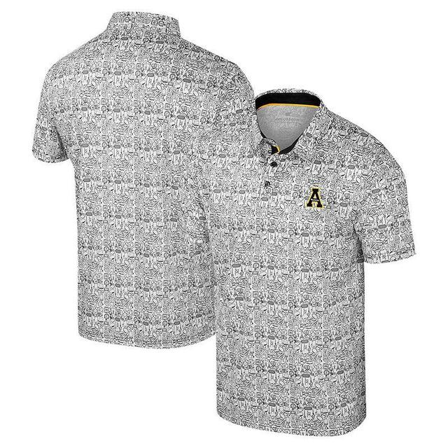 Mens Colosseum Black Appalachian State Mountaineers Its Time! Allover Print Polo Product Image