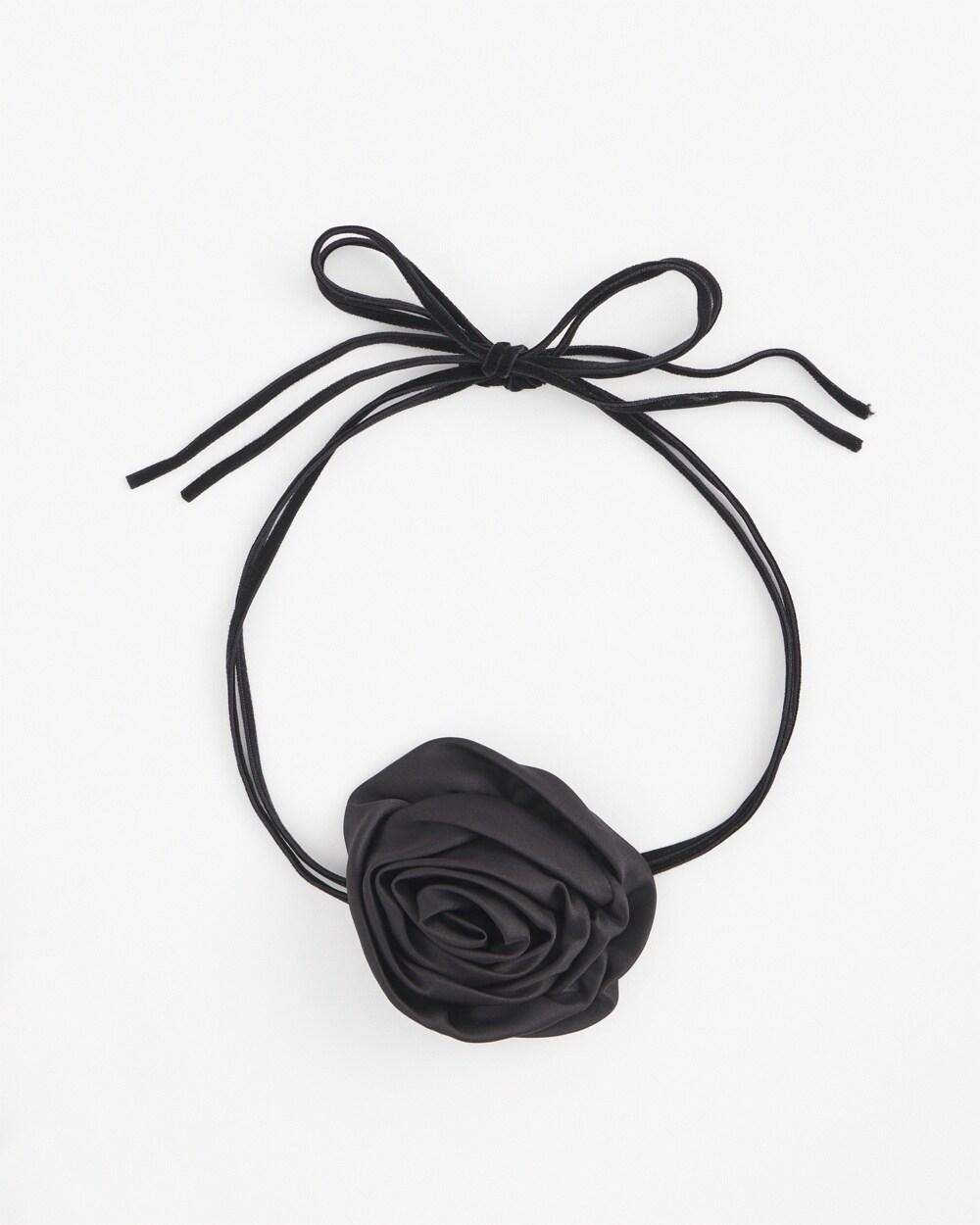 Black Flower Tie Choker Necklace Product Image