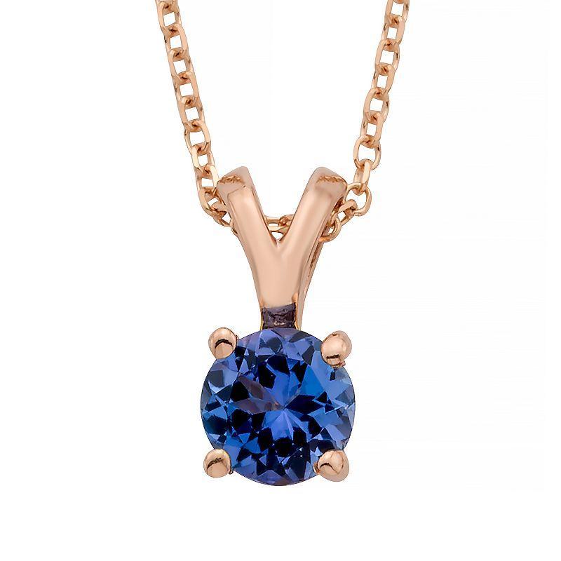 The Regal Collection 14k Gold Tanzanite Solitaire Pendant Necklace, Womens Purple Product Image