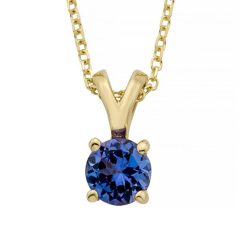 The Regal Collection 14k Gold Tanzanite Solitaire Pendant Necklace, Womens Purple Product Image