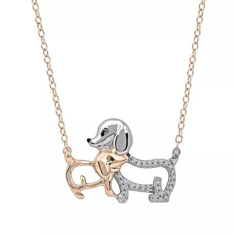 DeCouer 1/10 Carat T.W. Diamond Dog & Puppy Necklace, Womens Rose Gold Tone Product Image