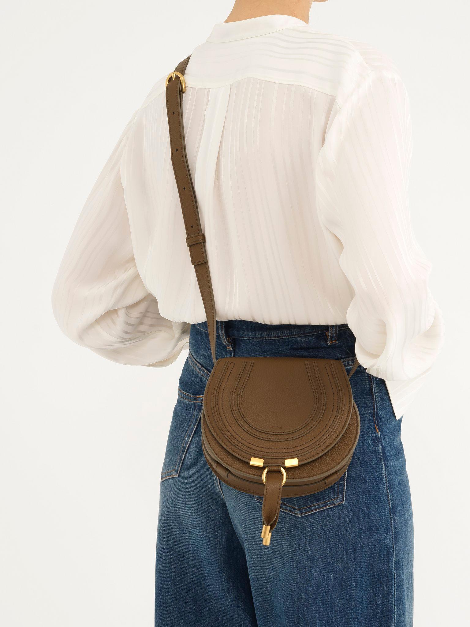 Small Marcie saddle bag in grained leather Product Image