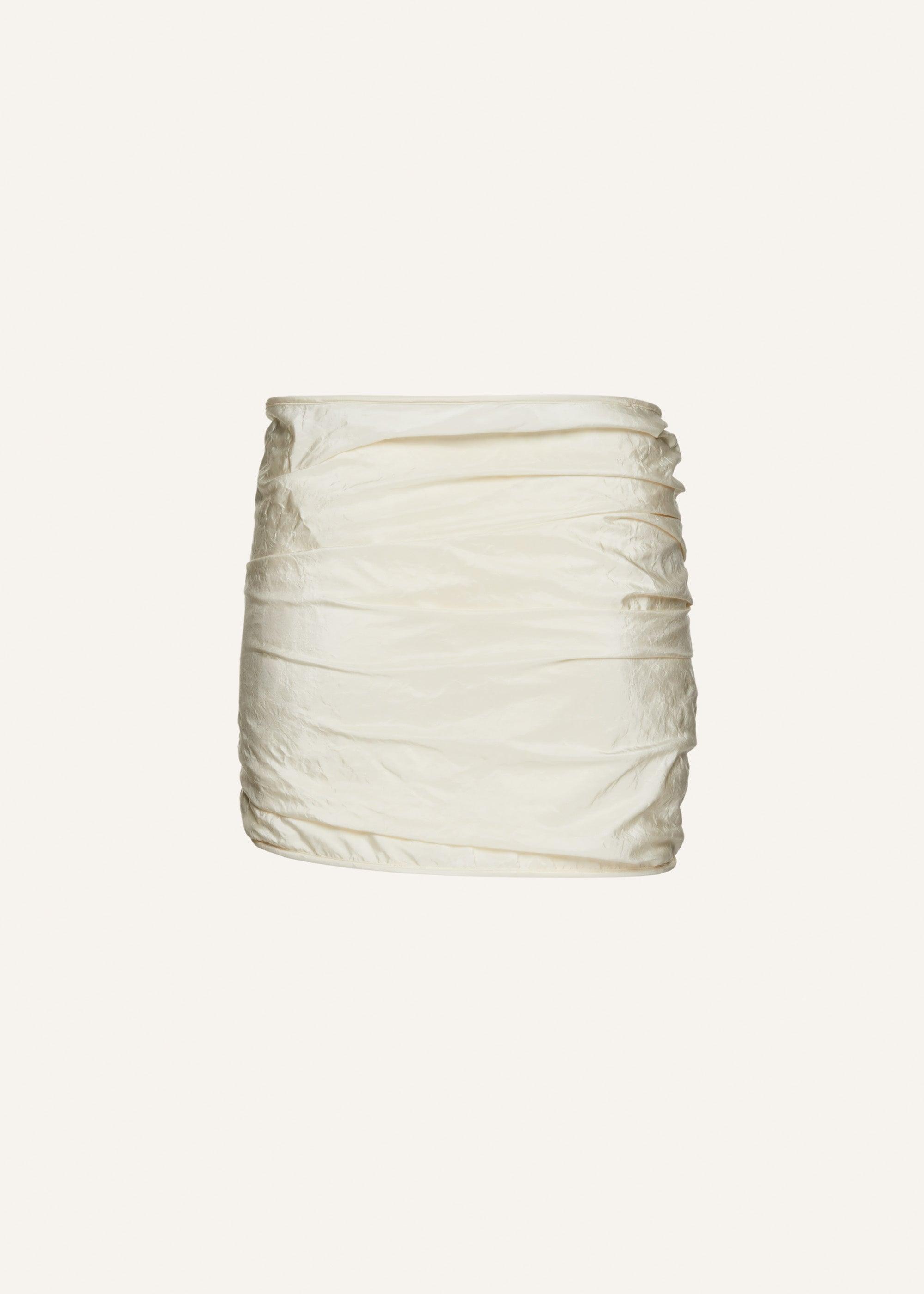 Crinkle taffeta rose mini skirt in cream Product Image