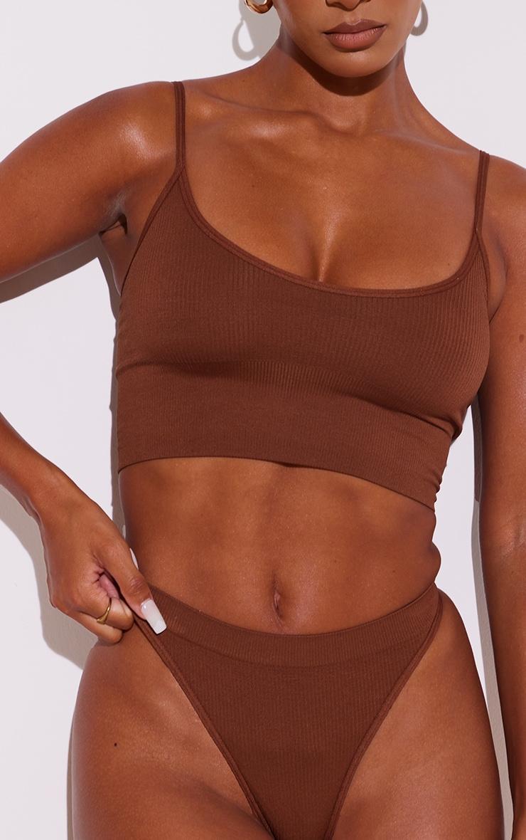 Chocolate Rib Seamless Longline Bra Product Image