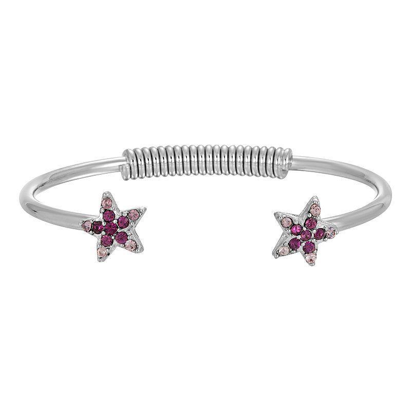 1928 Silver Tone Simulated Crystal Star Spring Bracelet, Womens, Purple Product Image