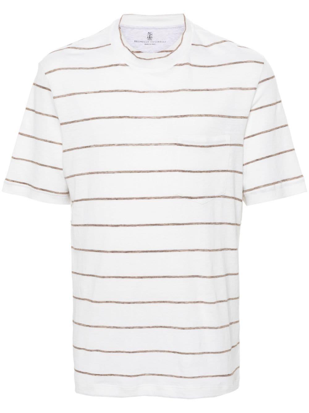 Crew-neck Striped T-shirt In White Product Image