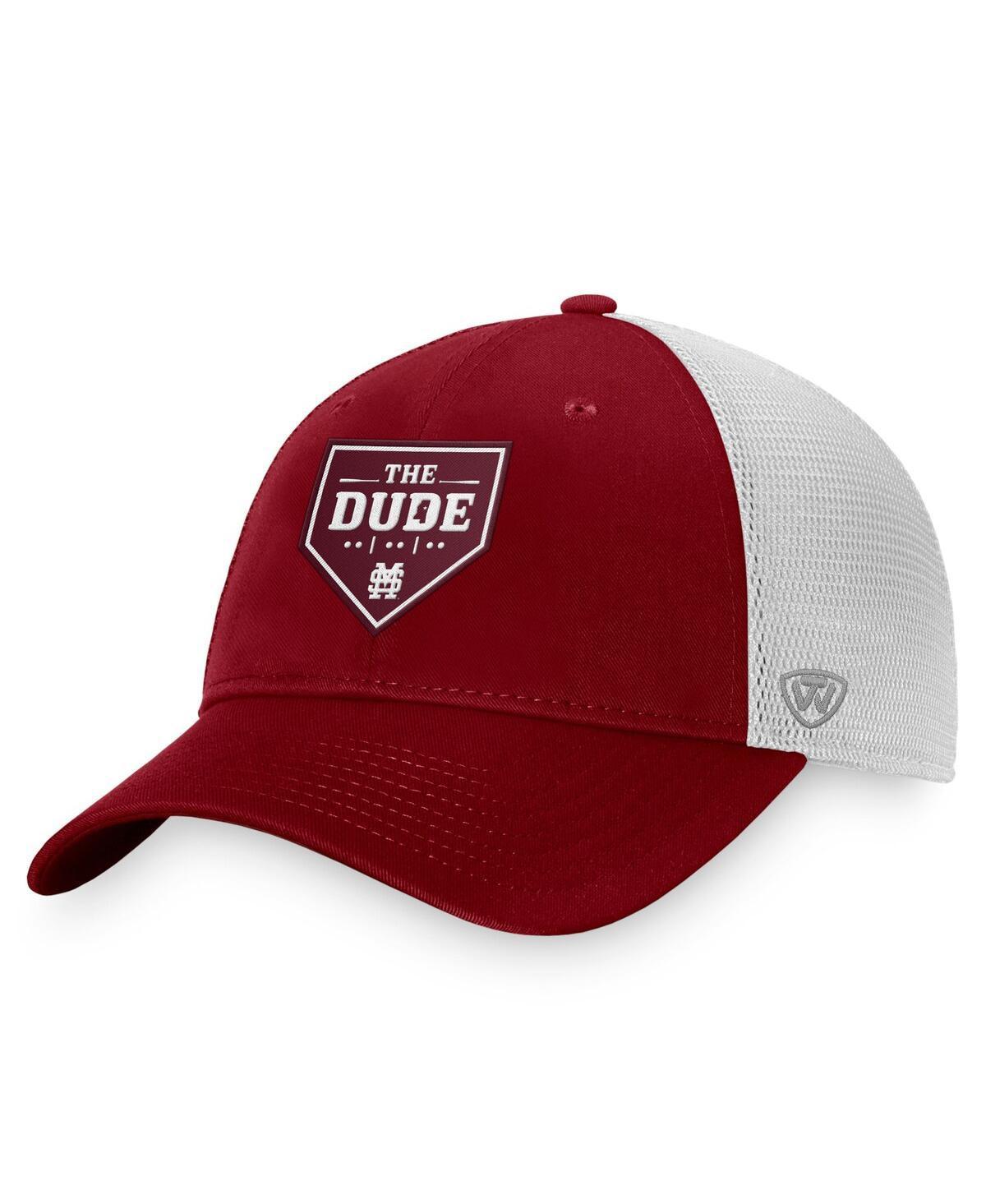 Mens Top of the World Maroon Mississippi State Bulldogs The Dude Home Plate Snapback Trucker Hat Product Image