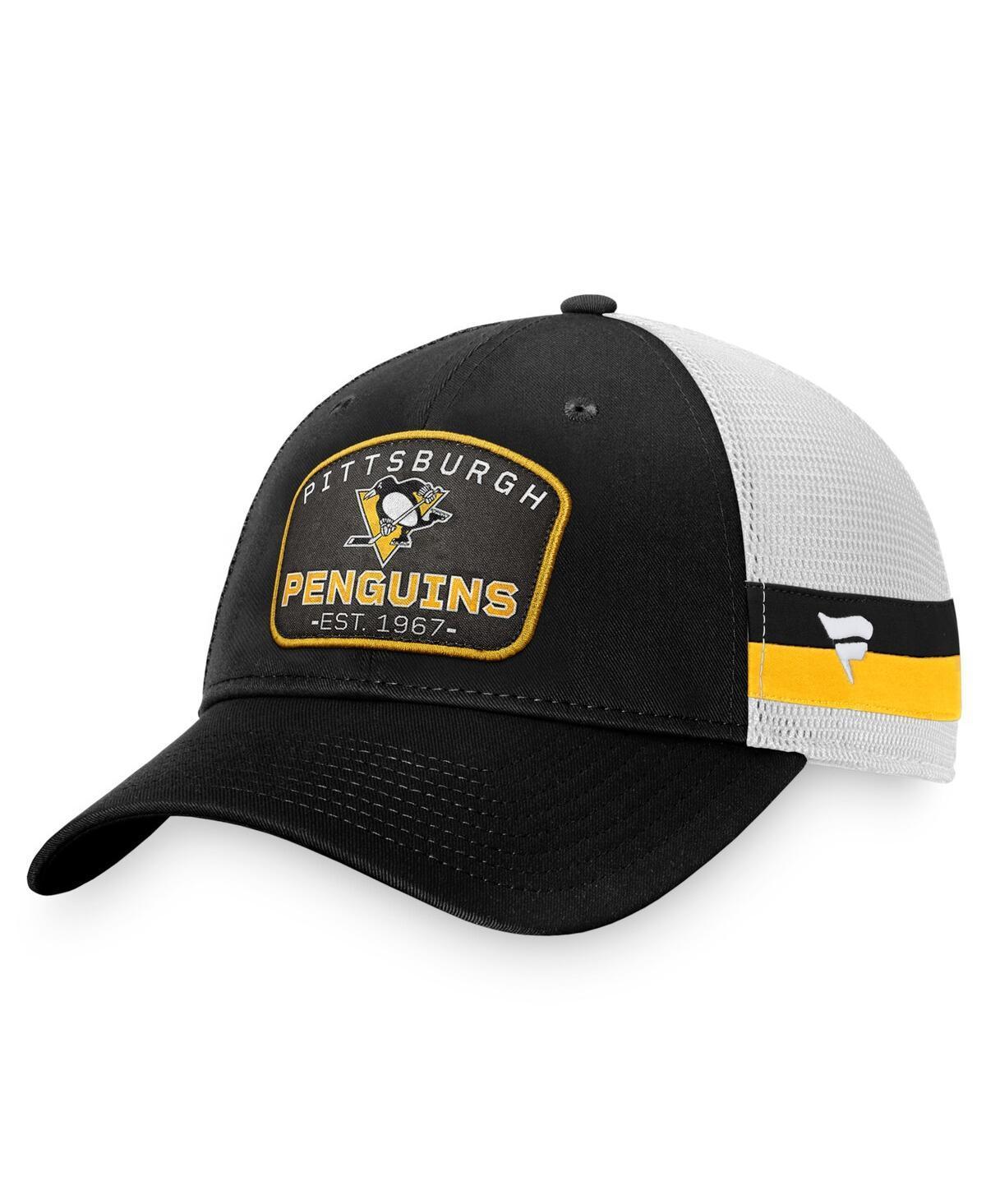 Mens Fanatics Black Pittsburgh Penguins Fundamental Striped Trucker Adjustable Hat - Black Product Image