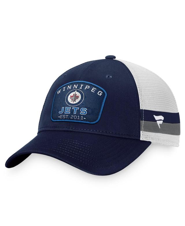 Mens Fanatics Branded /White St. Louis Blues Fundamental Striped Trucker Adjustable Hat Product Image