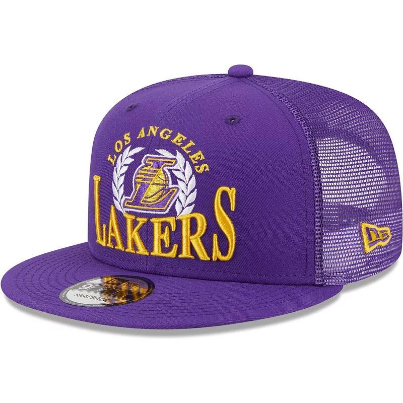 Mens New Era Purple Los Angeles Lakers Bold Laurels 9FIFTY Snapback Hat Product Image