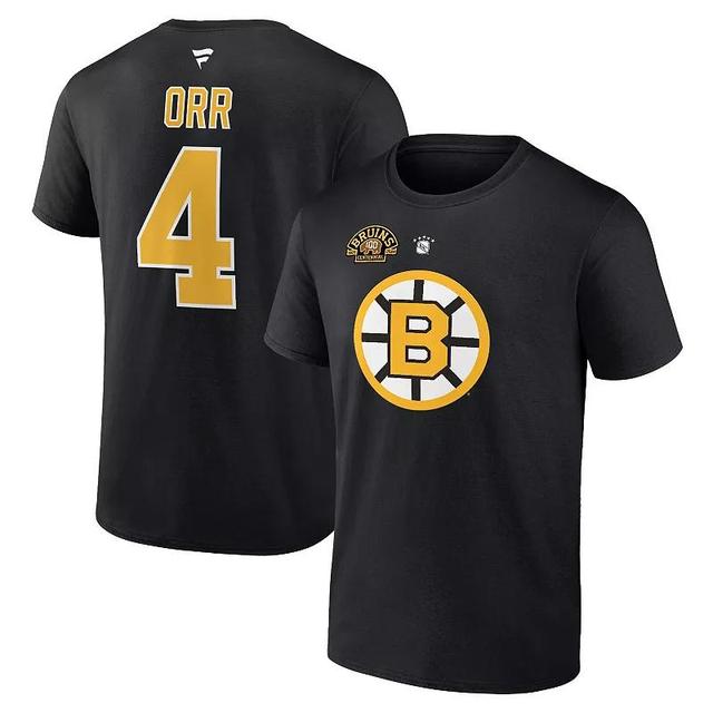 Mens Fanatics Bobby Orr Black Boston Bruins Centennial Authentic Stack Retired Player Name and Number T-shirt Product Image