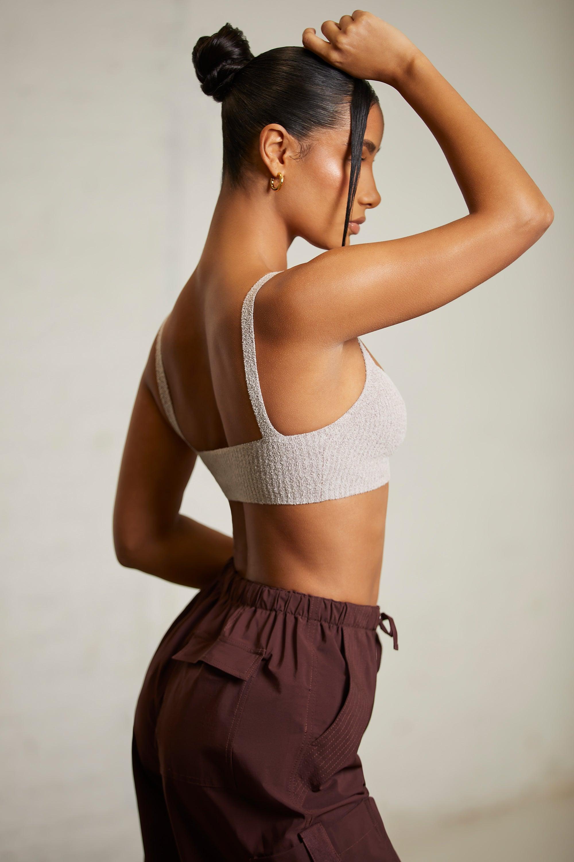 Curved Neck Crop Top in Mocha Female Product Image