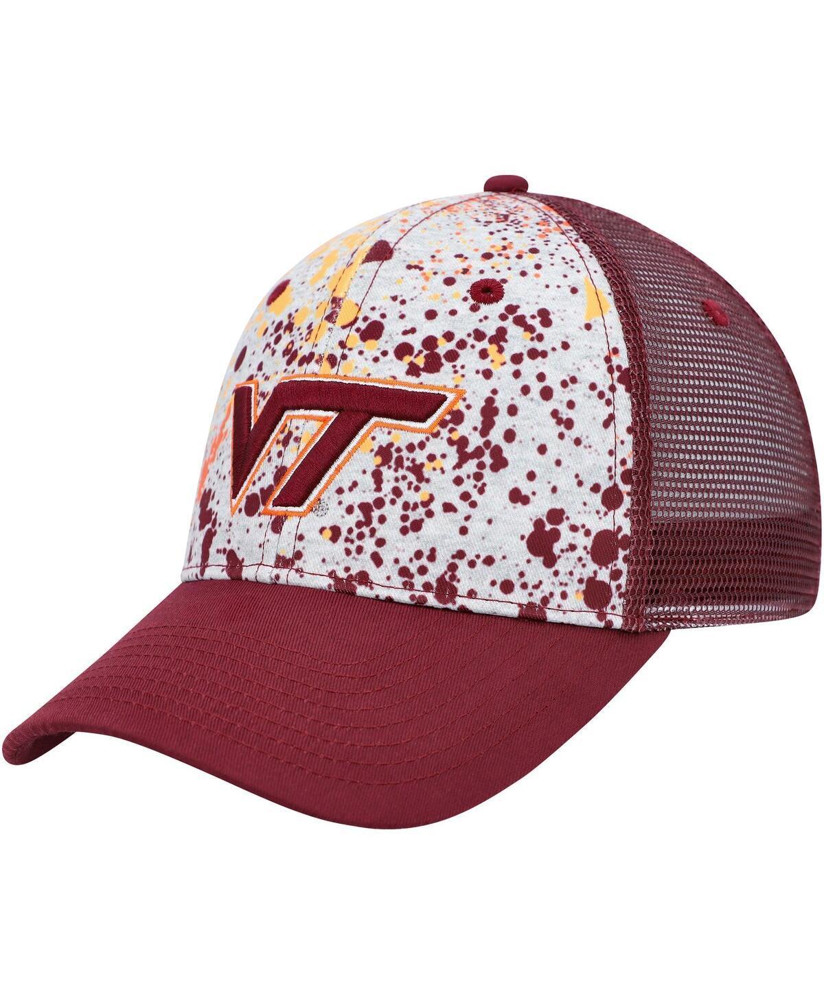 Mens Colosseum  Gray/Maroon Virginia Tech Hokies Love Fern Trucker Snapback Hat Product Image