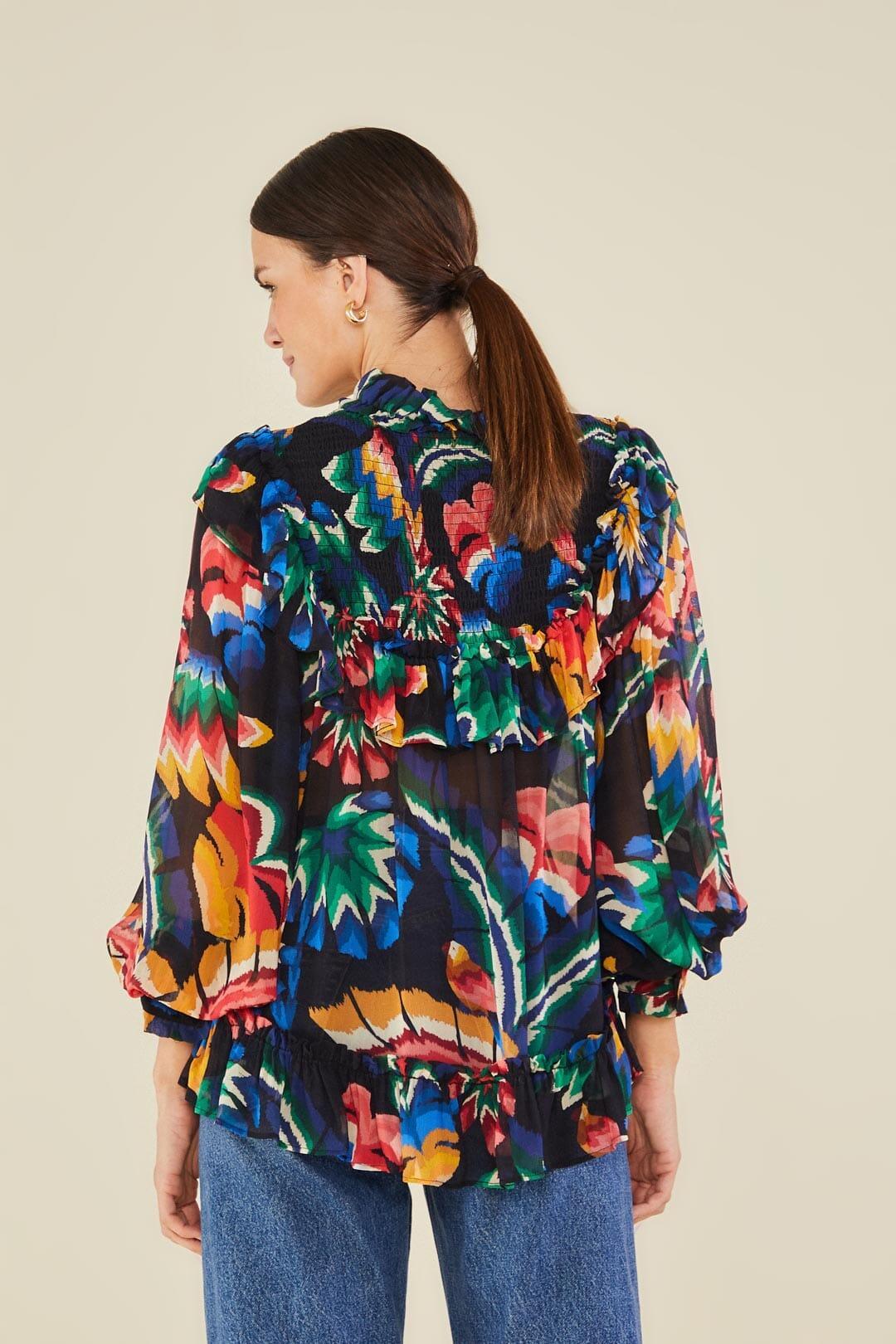 Black Chevron Forest Blouse Product Image