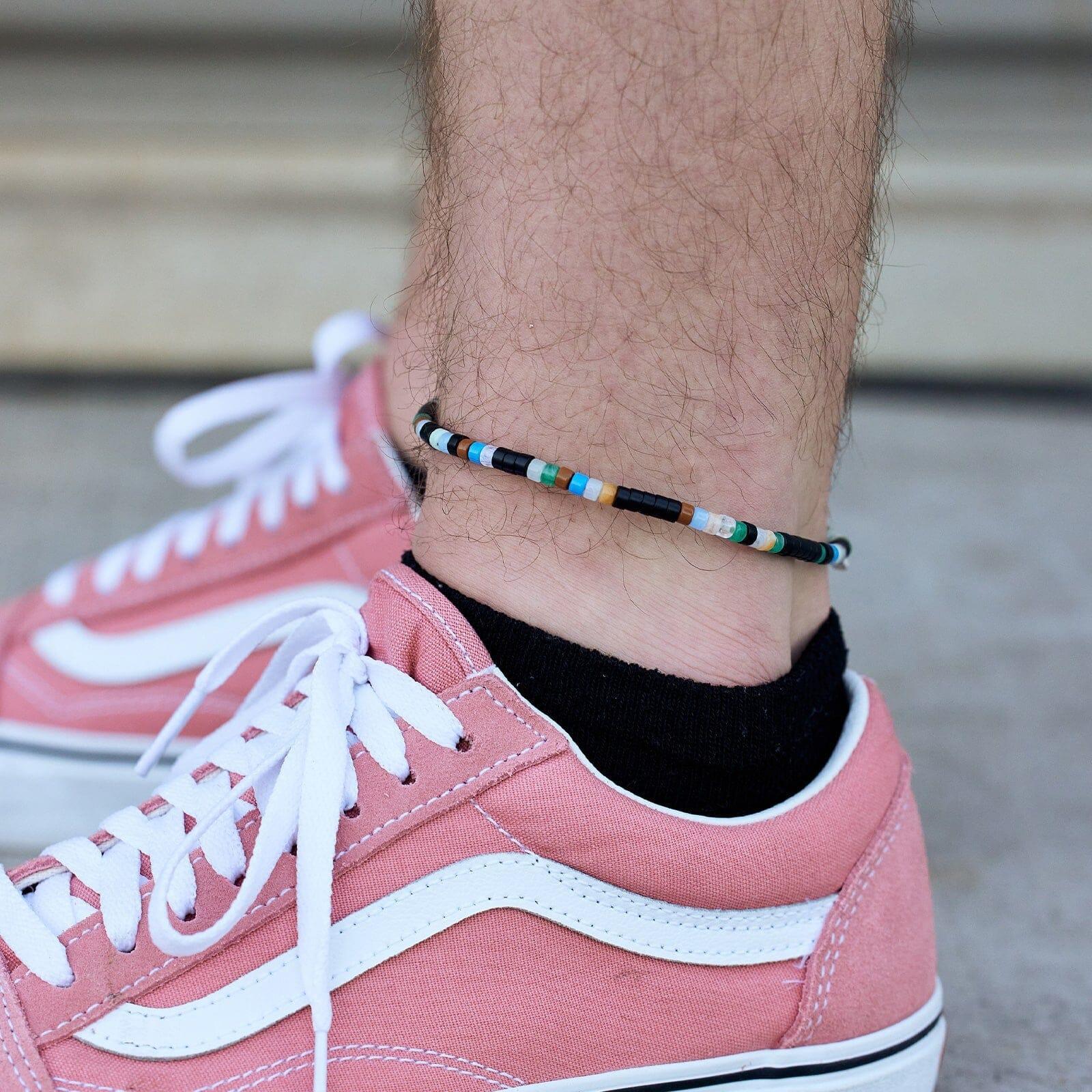 Men's Mixed Seed Bead Stretch Anklet Male Product Image