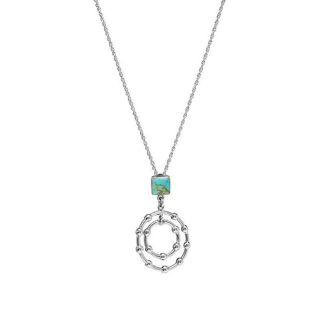 Athra NJ Inc Sterling Silver Simulated Turquoise Circle Pendant Necklace, Womens Product Image