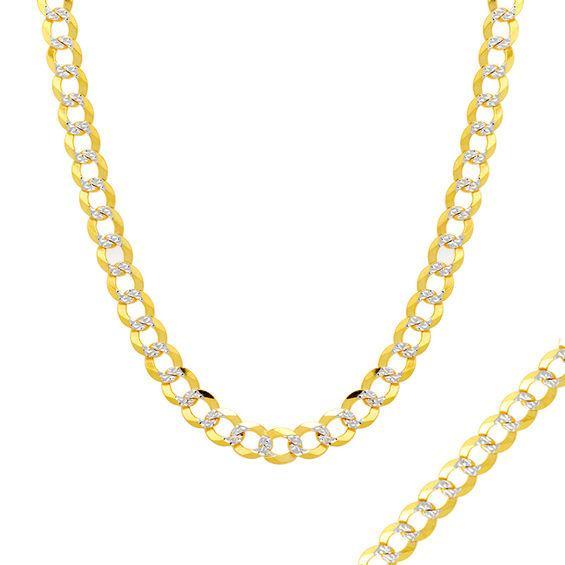 Men's 5.7mm Diamond-Cut Curb Chain Necklace in 14K Two-Tone Gold - 22" Product Image