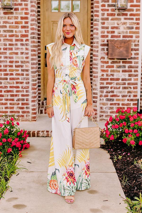 Tropical Tour Jumpsuit in White Product Image