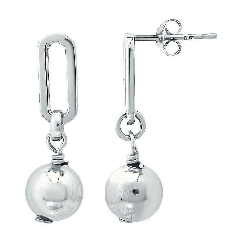 Aleure Precioso Sterling Silver Paper Clip & Textured Bead Drop Earrings, Womens Product Image